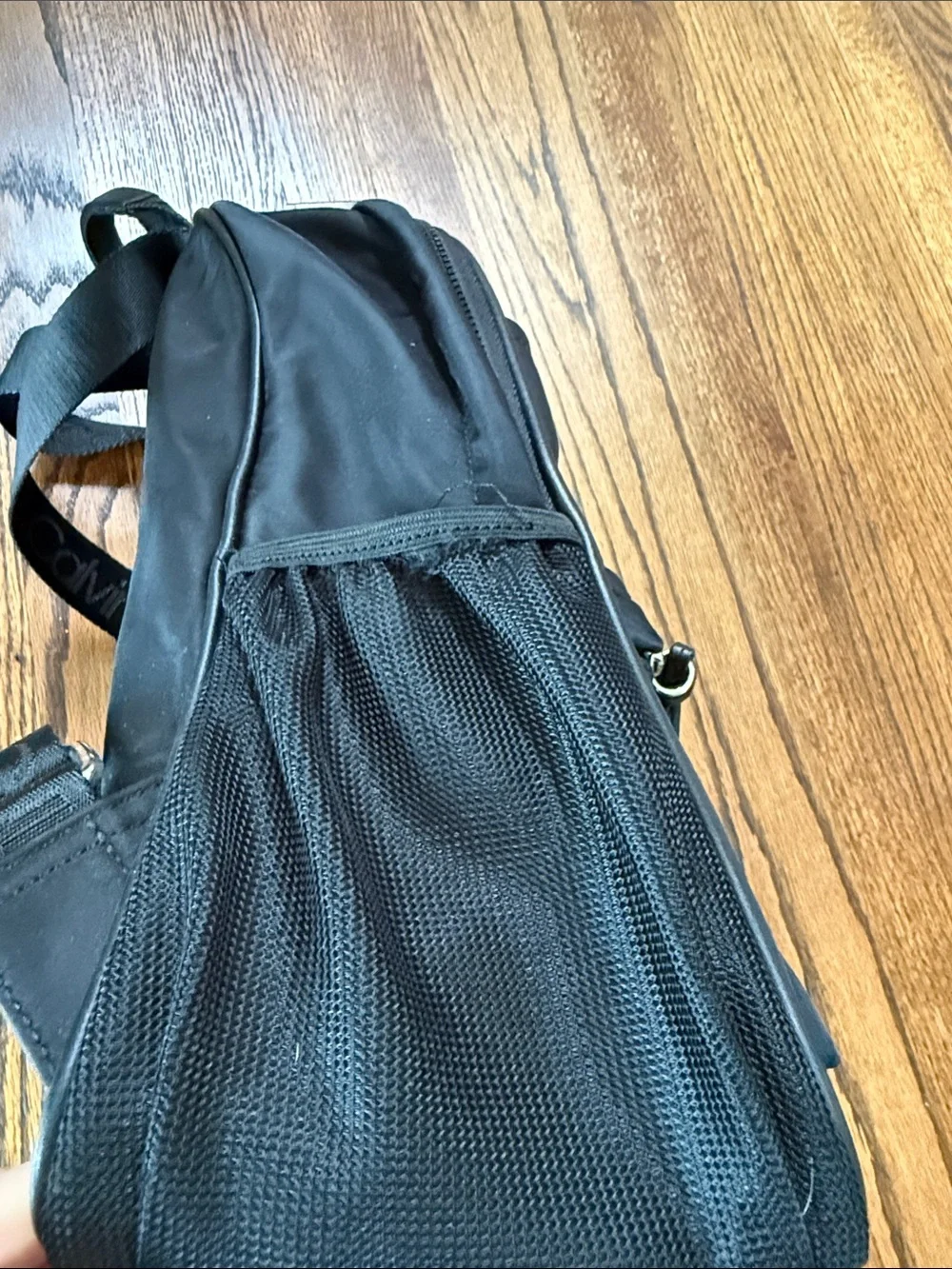Z Calvin Klein Black Backpack with White Logo Front Pocket